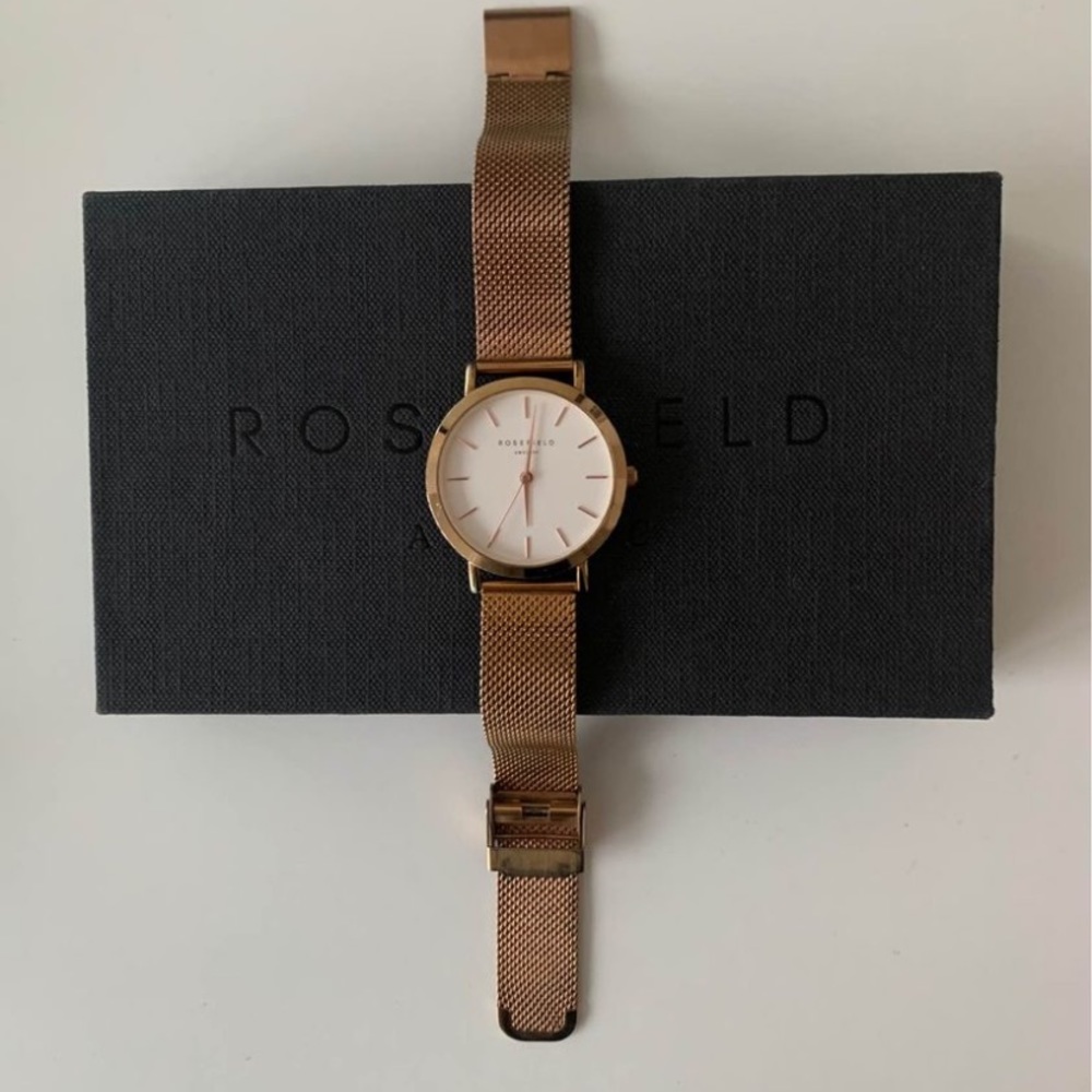 Rosefield rose gold watch with additional strap